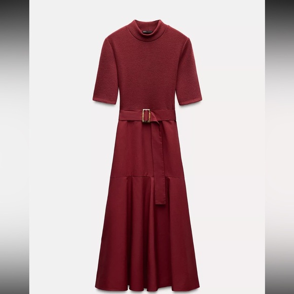 Zara Dresses & Skirts - Zara Burgundy Midi Dress (New with Tags)